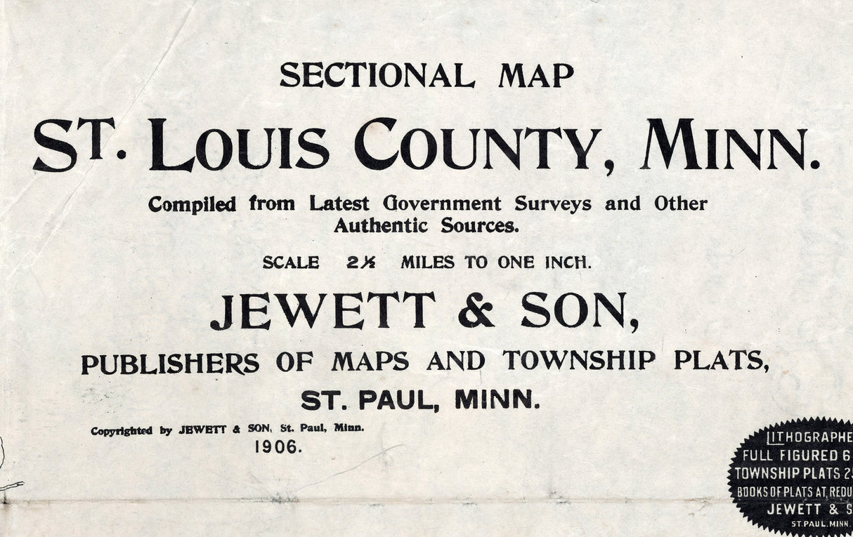 1906 Map of St Louis County Minnesota