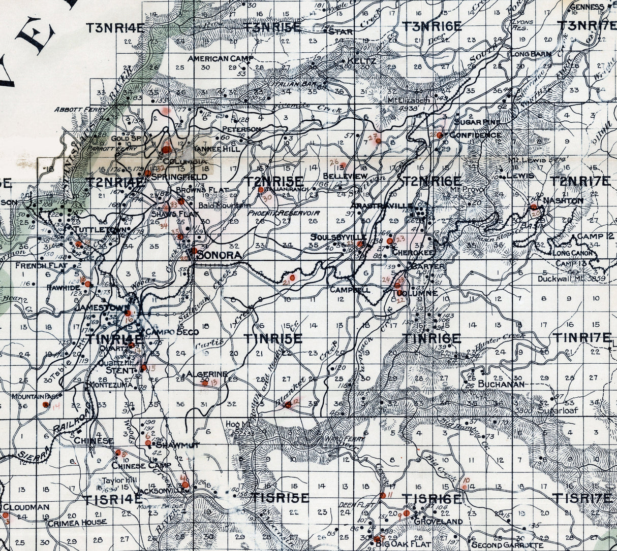 1908 Map of Tuolumne County California