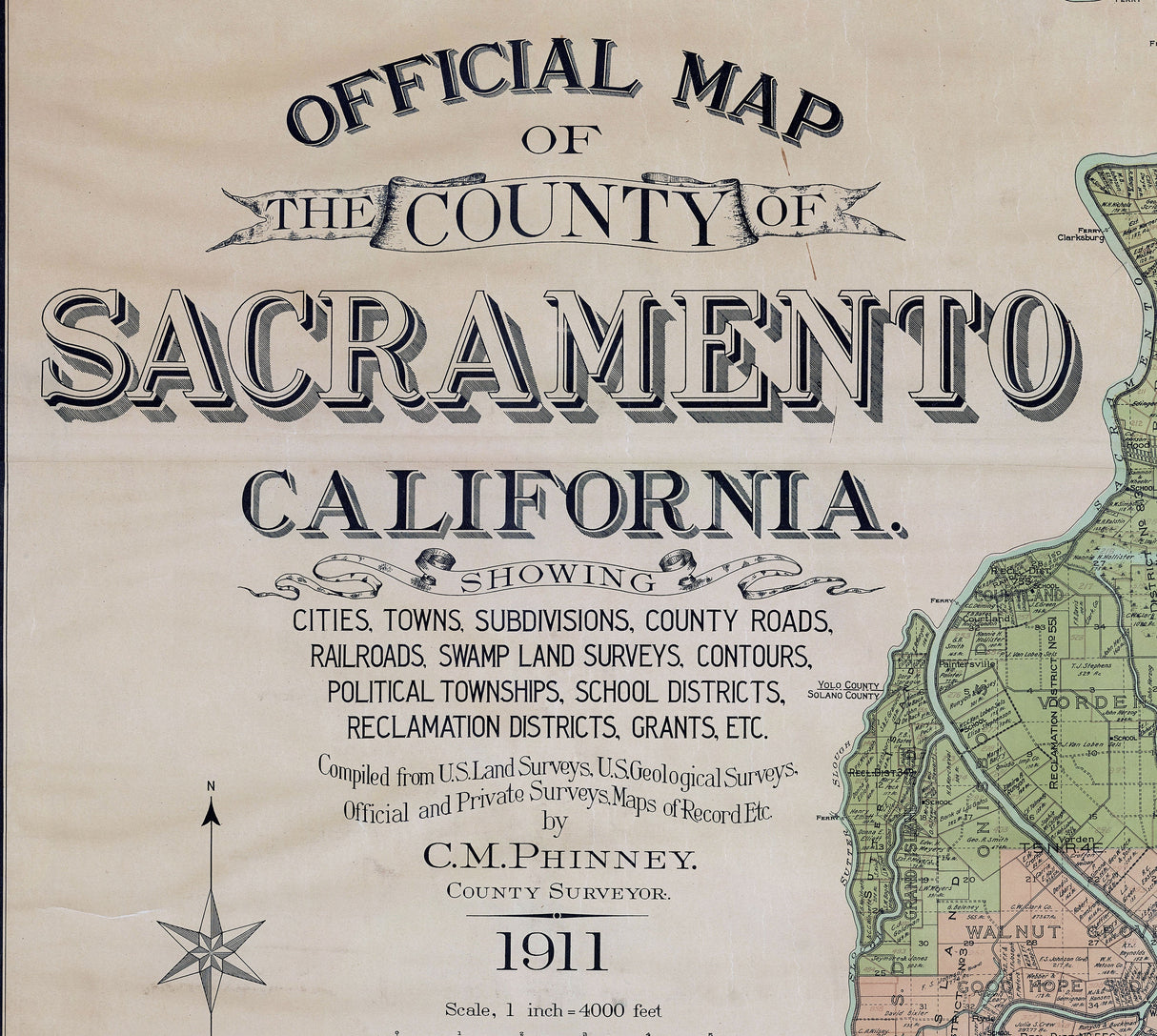 1910 Map of Sacramento County California
