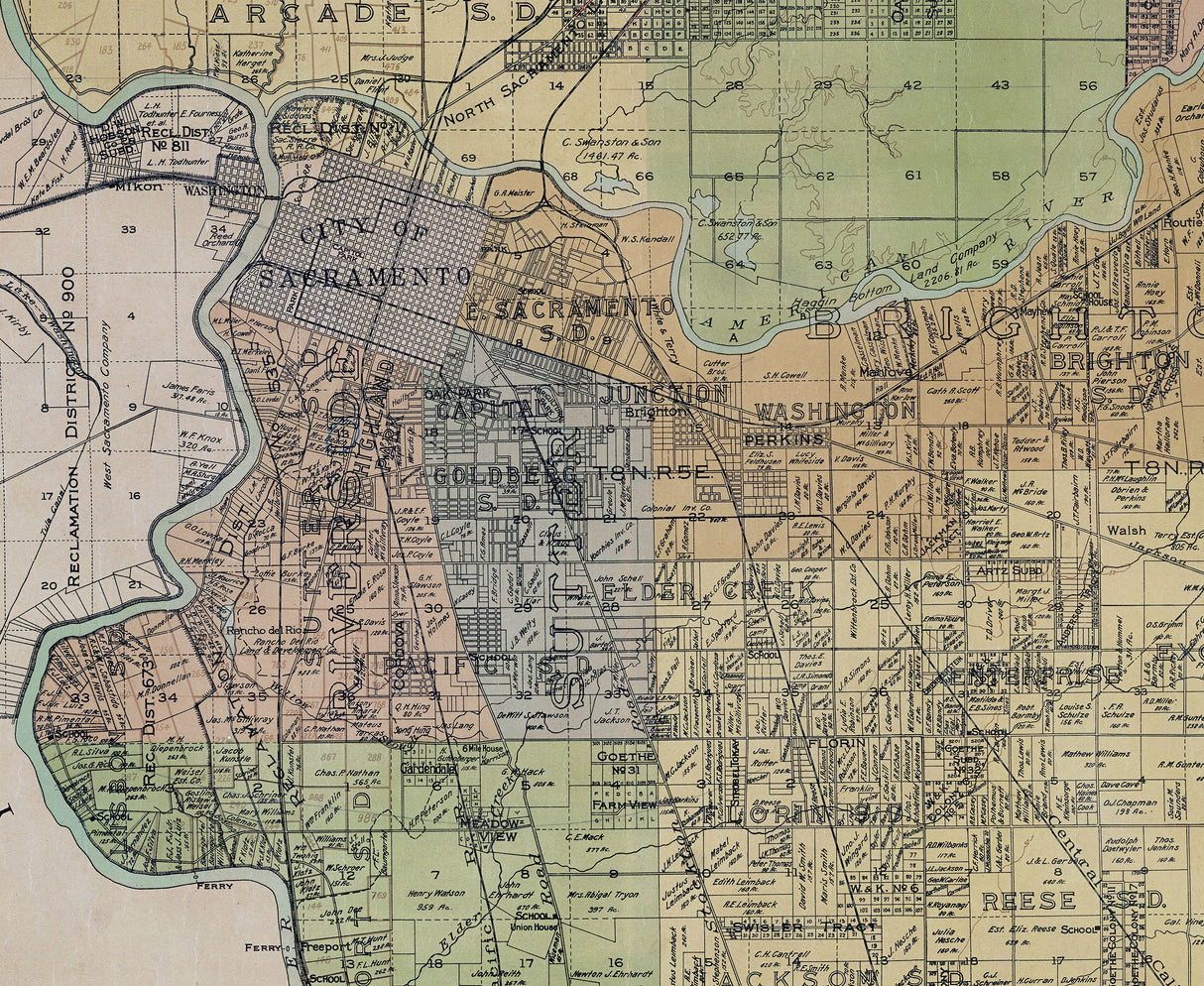 1910 Map of Sacramento County California