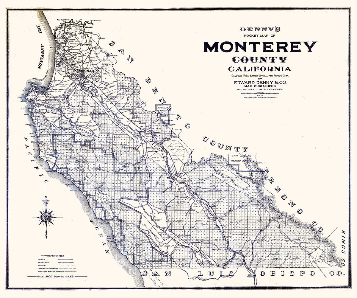 1913 Map of Monterey County California