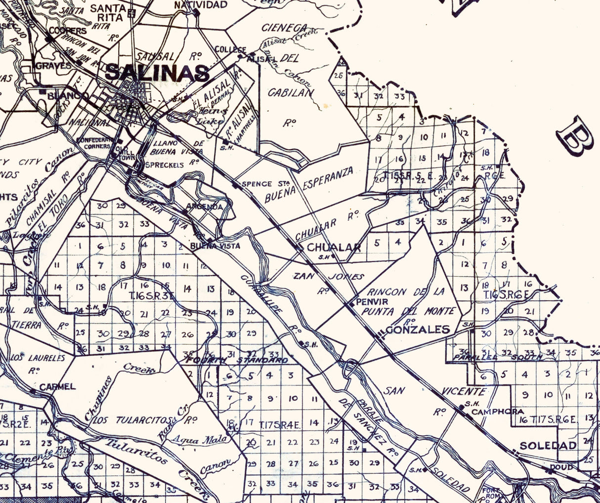 1913 Map of Monterey County California