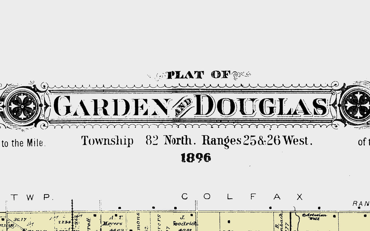 1896 Map of Garden and Douglas Township Boone County Iowa
