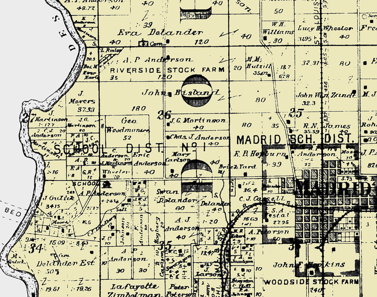1896 Map of Garden and Douglas Township Boone County Iowa