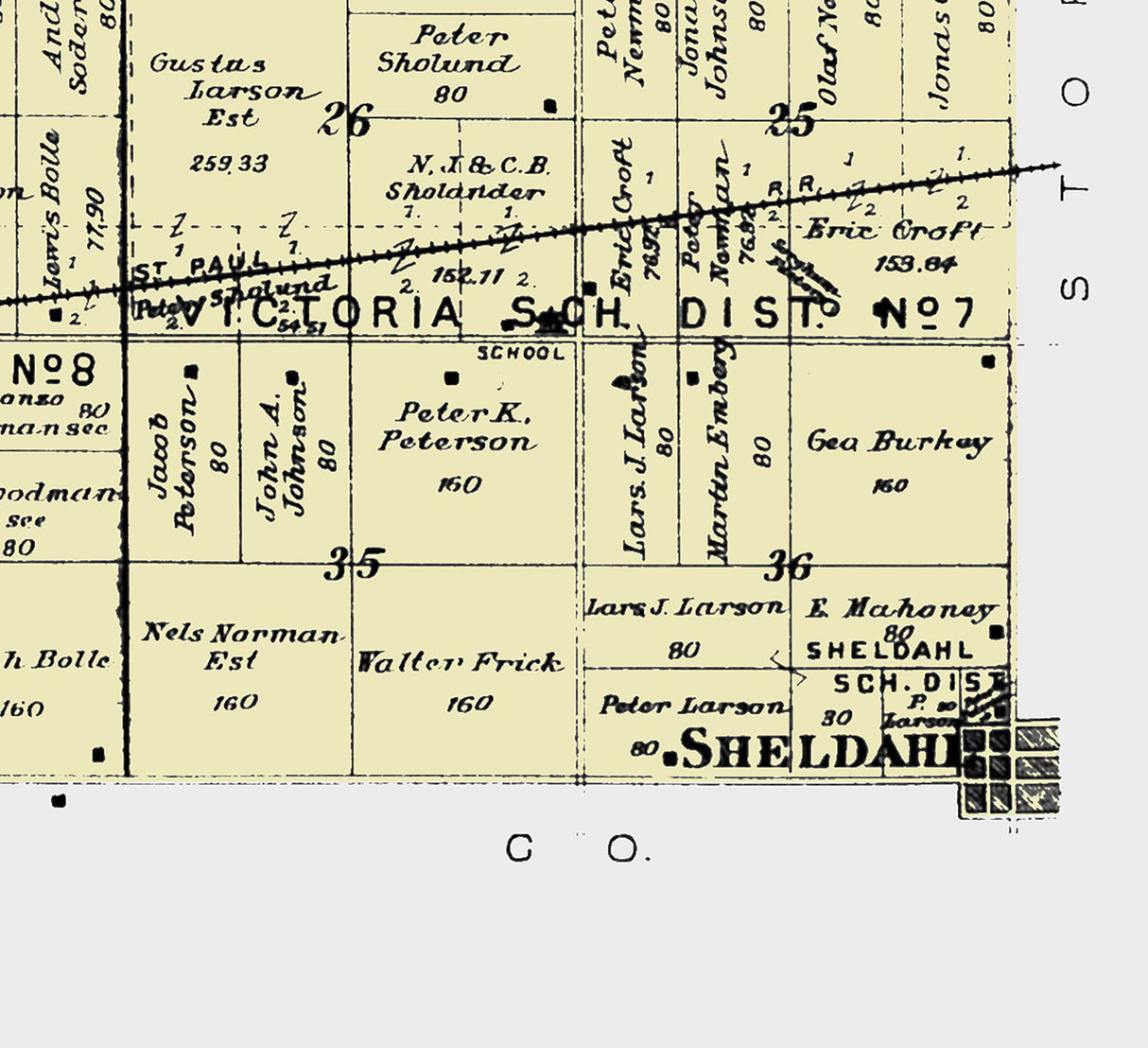 1896 Map of Garden and Douglas Township Boone County Iowa