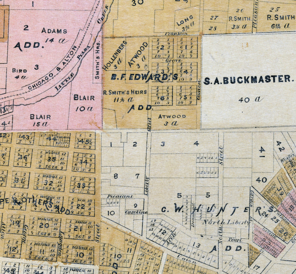 1873 Map of Alton Madison County Illinois