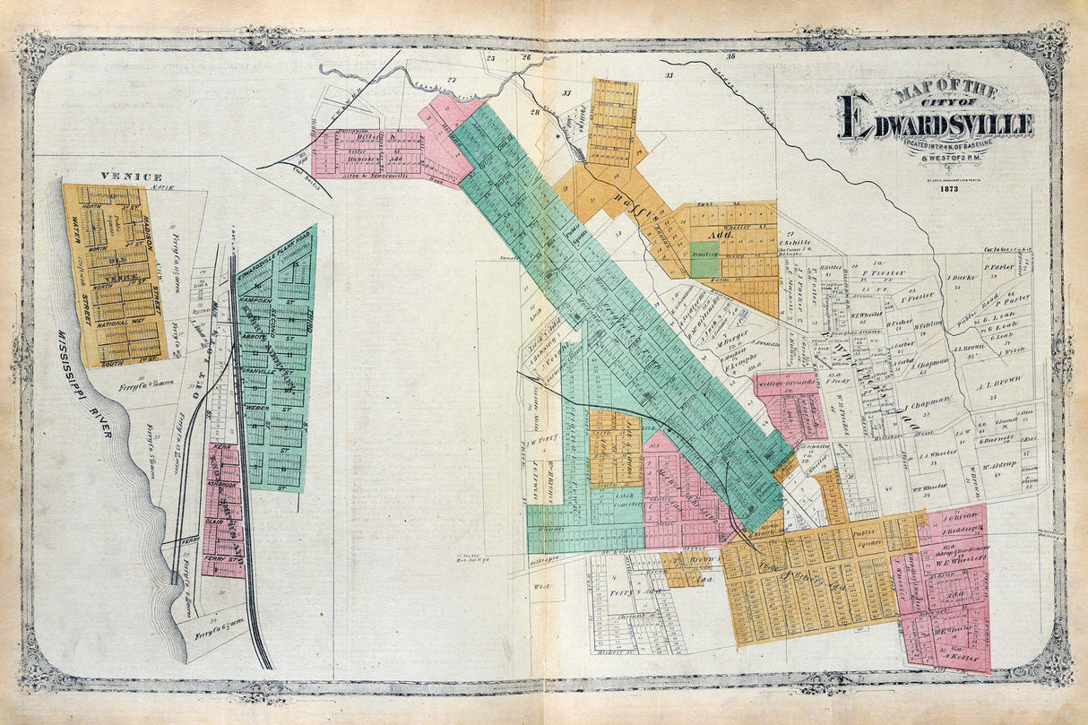 1873 Map of Edwardsville Madison County Illinois