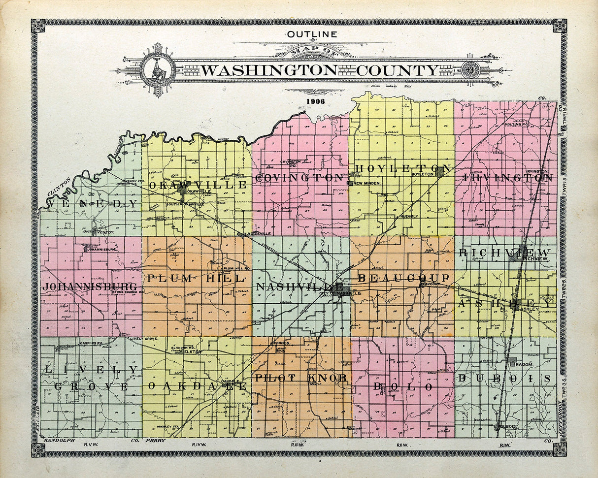 1906 Map of Washington County Illinois