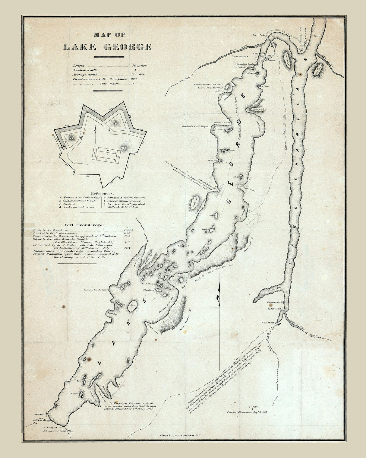 1850 Map of Lake George New York
