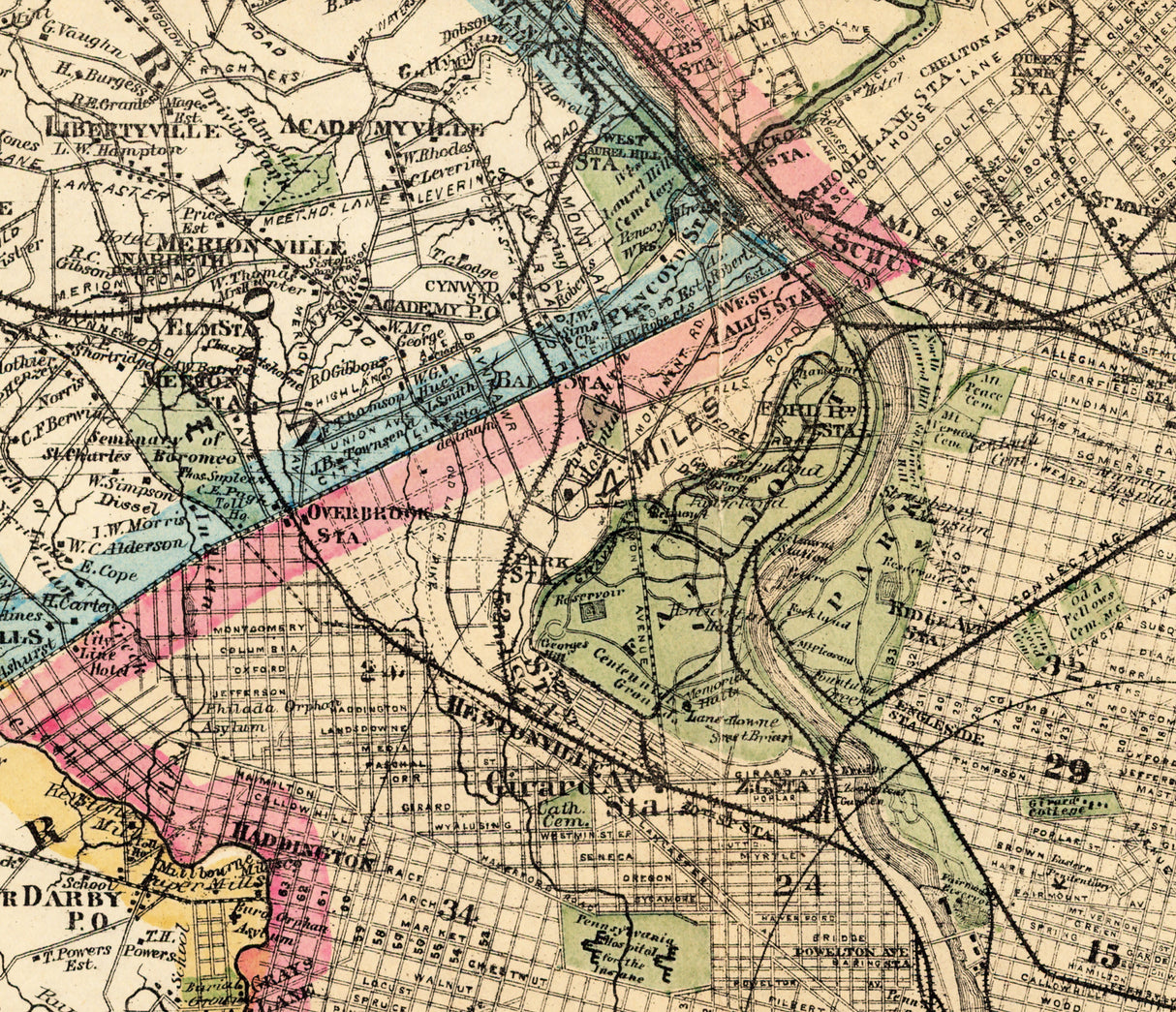 1893 Map of Philadephia Pennsylvania