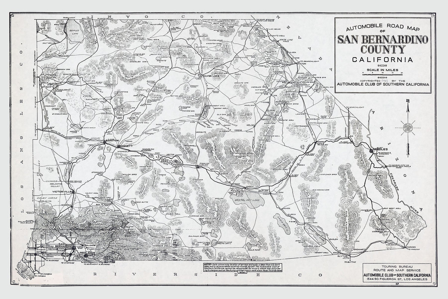 1915 Map of San Bernardino County California