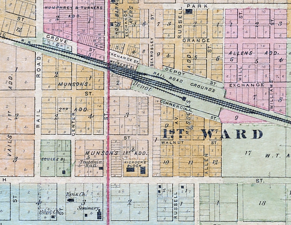 1875 Map of Geneseo Henry County Illinois