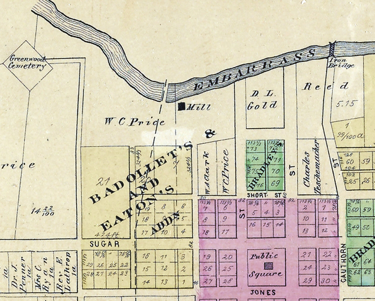 1875 Map of Lawrenceville Lawrence County Illinois