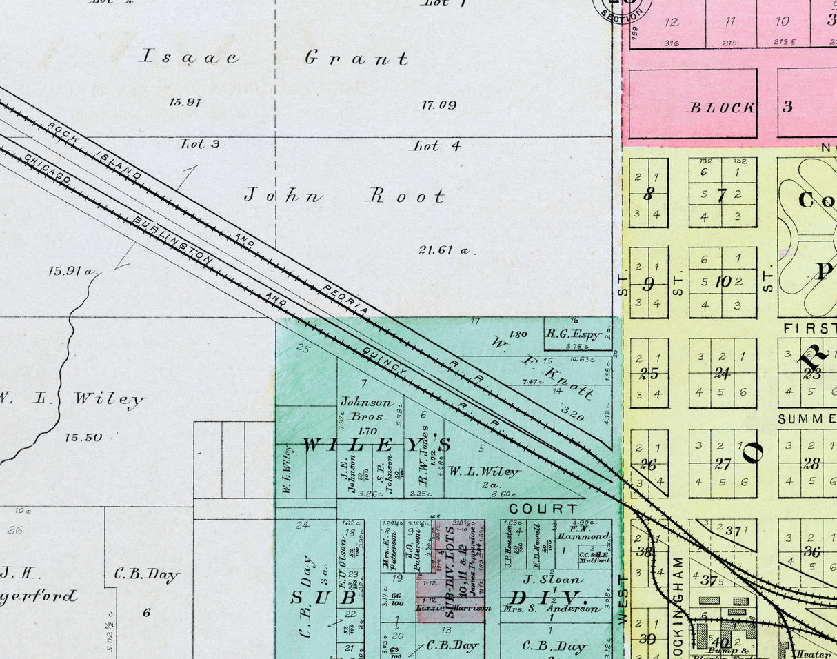 1893 Map of Galva Henry County Illinois