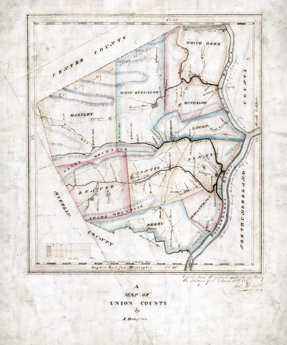 1817 Map of Union County Pennsylvania