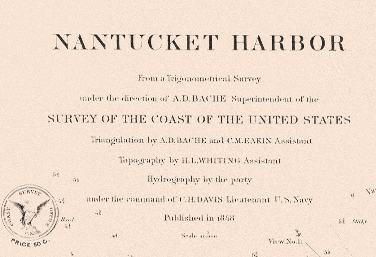 1848 Nautical Chart of Nantucket Harbor Massachusetts