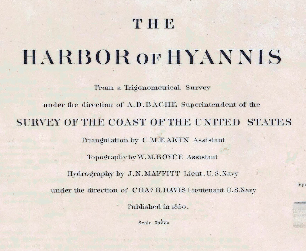 1850 Nautical Chart of Hyannis Harbor Massachusetts
