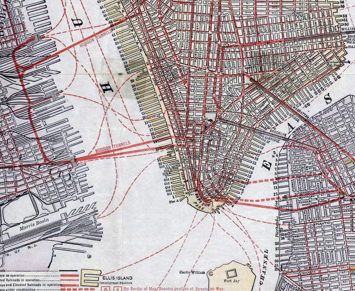 1917 Map of Manhattan and the Bronx New York