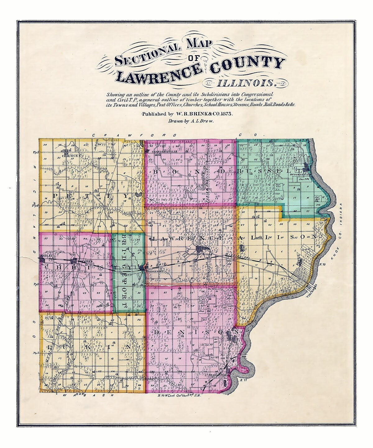 1875 Map of Lawrence County Illinois