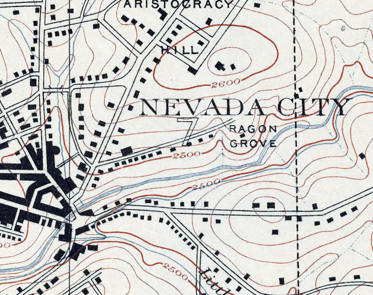 1891 Map of Nevada City Nevada County California