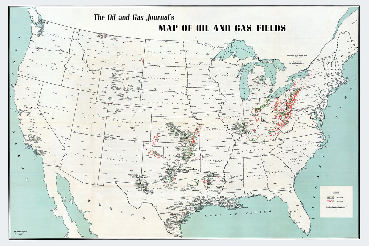 1941 Map of Oil and Gas Fields of the United States