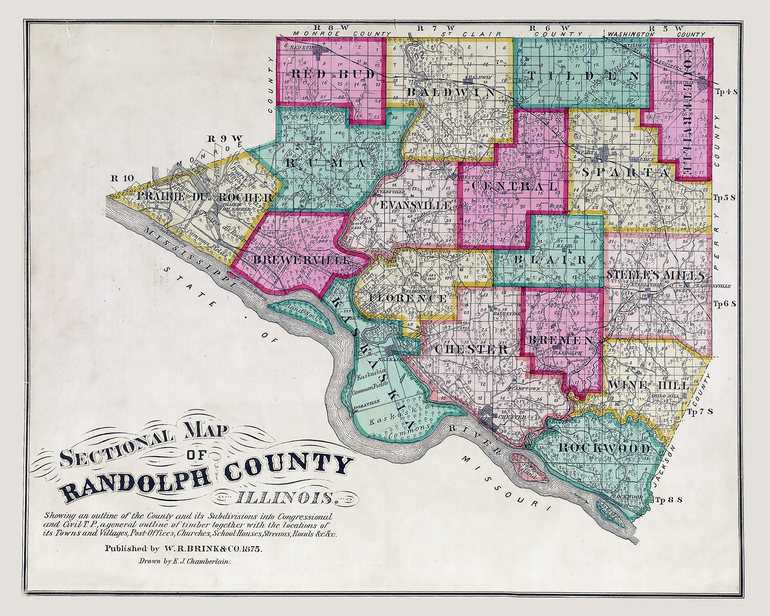 1875 Map of Randolph County Illinois