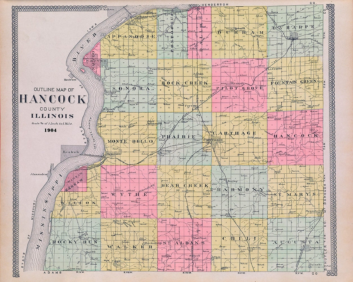 1904 Map of Hancock County Illinois