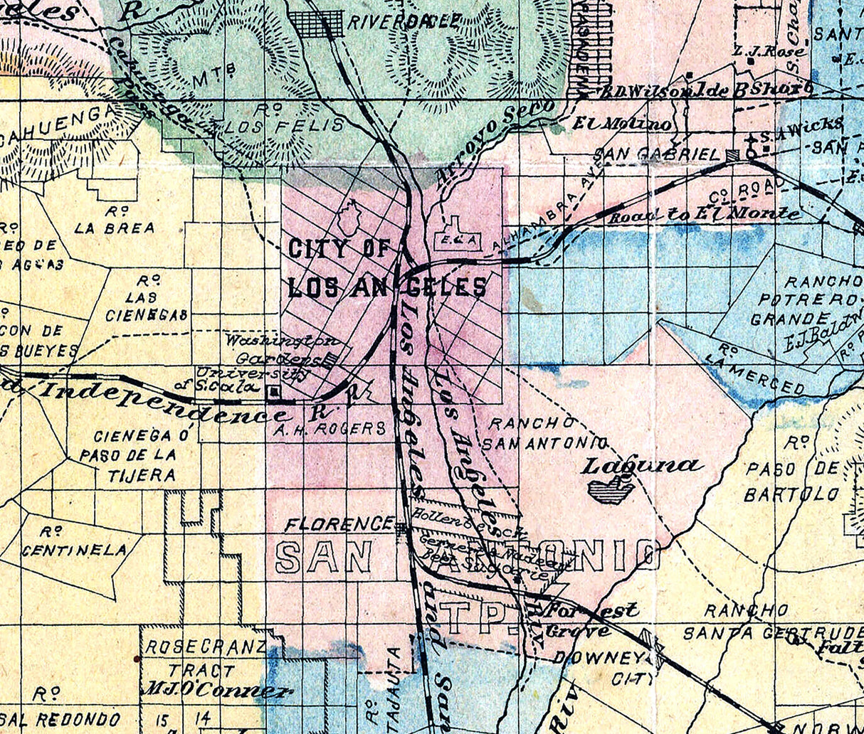 1880 Map of Los Angeles County California