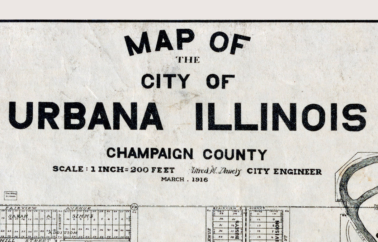 1916 Map of Urbana Illinois