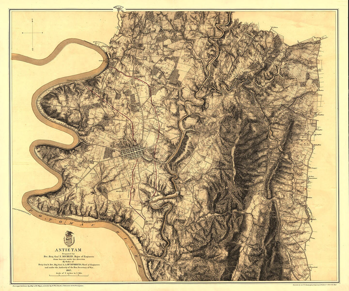 1867 Map of Antietam Maryland