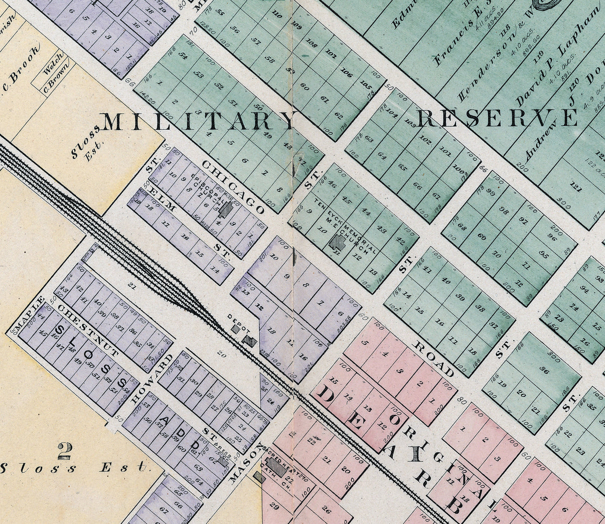 1893 Map of Dearborn Wayne County Michigan