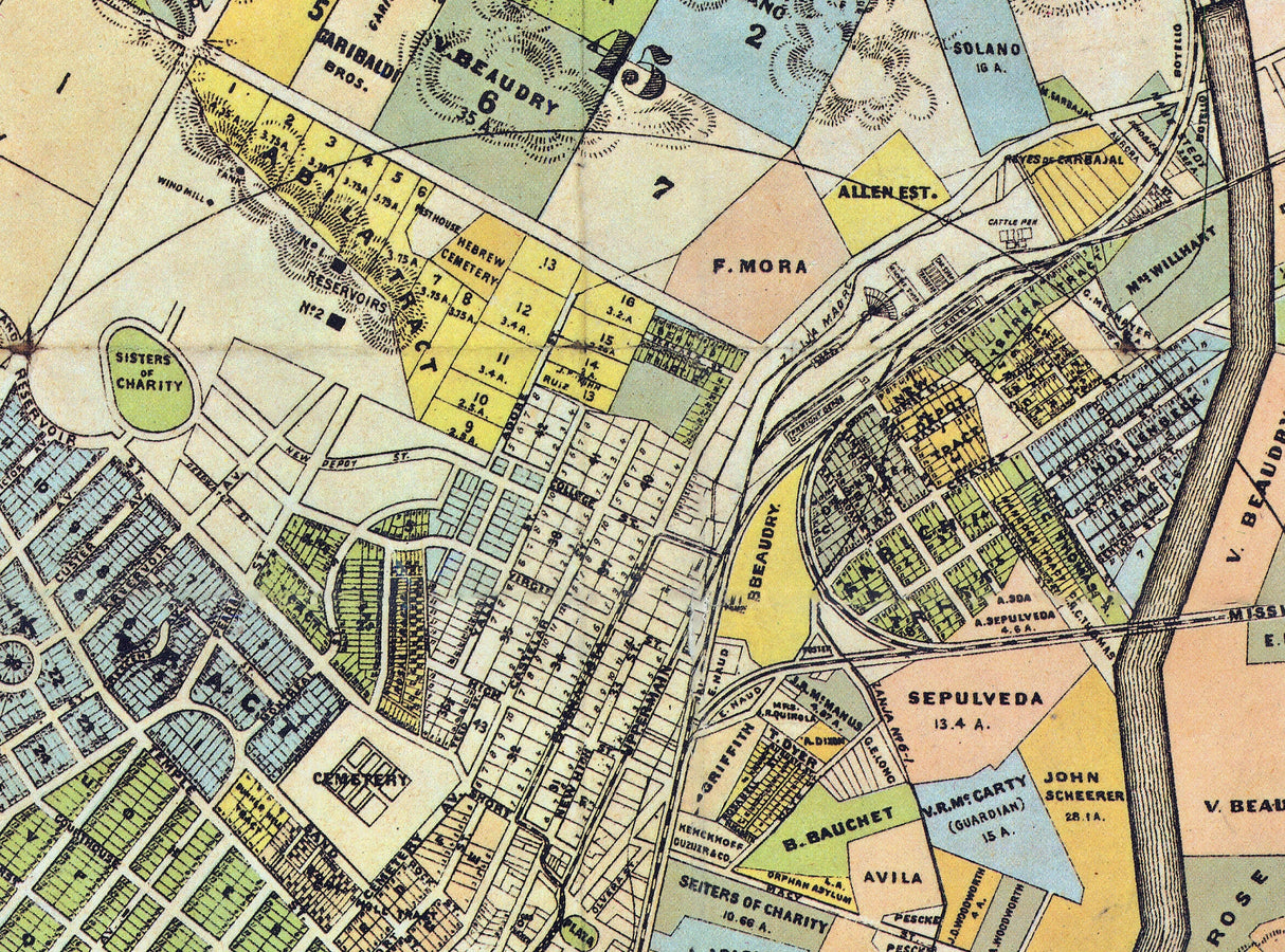 1884 Map of Los Angeles California