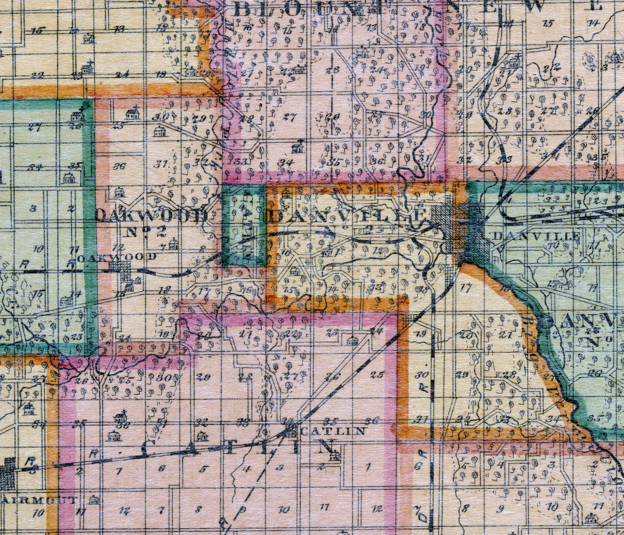 1875 Map of Vermilion County Illinois
