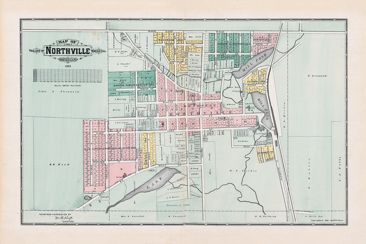 1893 Map of Northville Wayne County Michigan