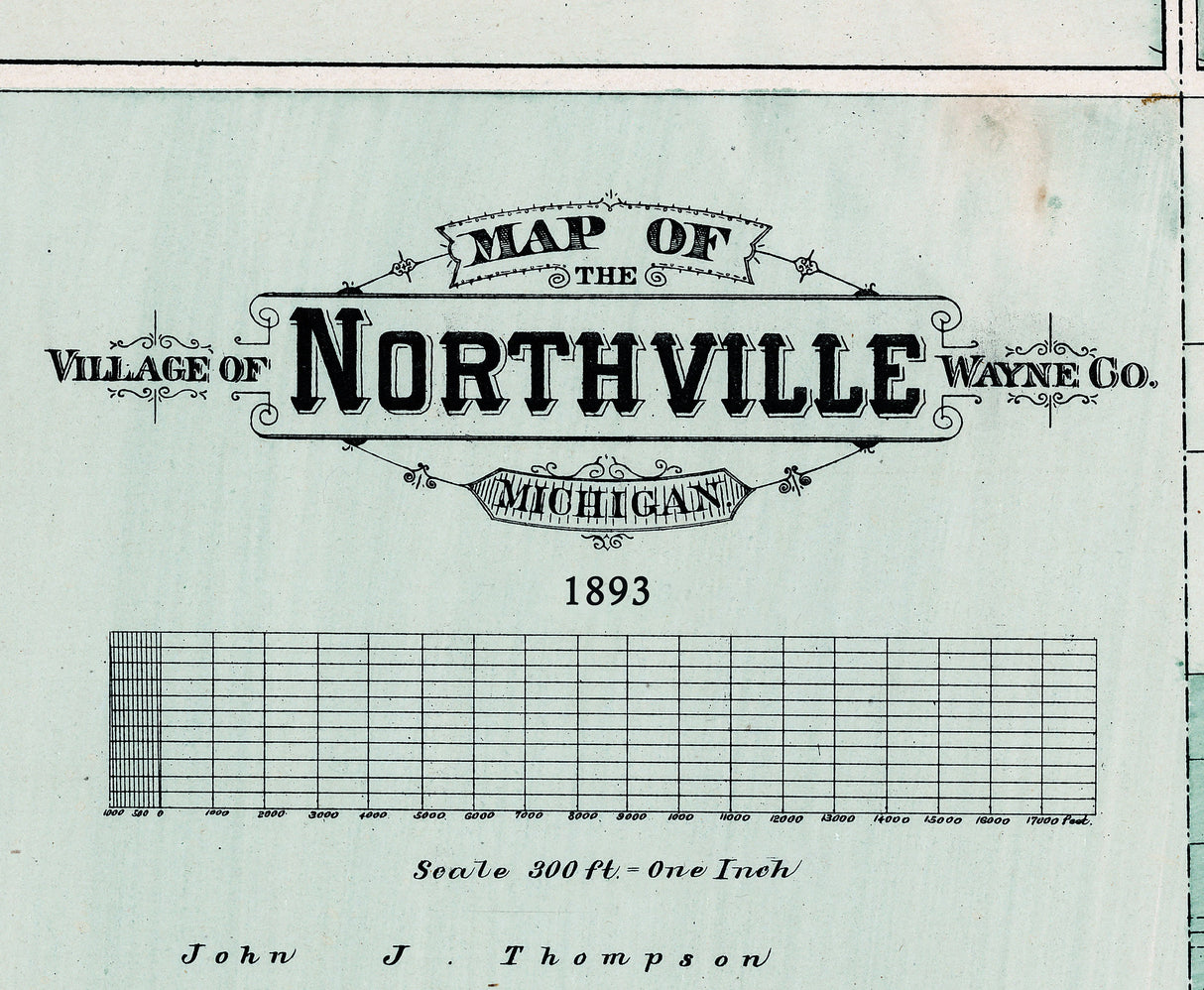 1893 Map of Northville Wayne County Michigan