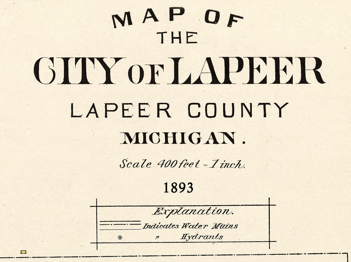 1893 Town Map of Lapeer Lapeer County Michigan