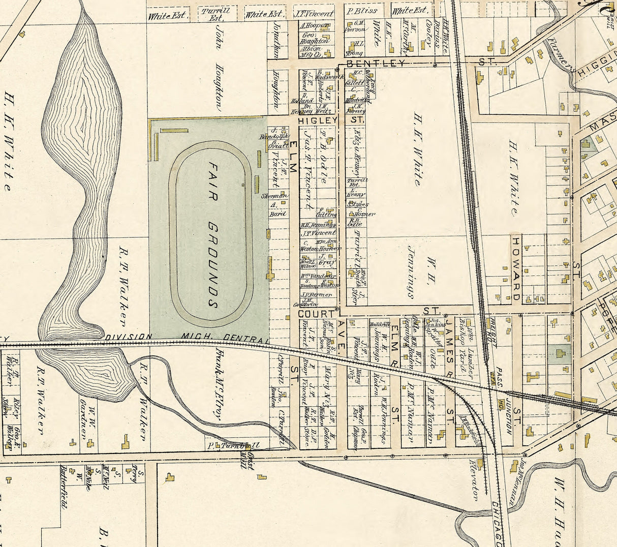 1893 Town Map of Lapeer Lapeer County Michigan