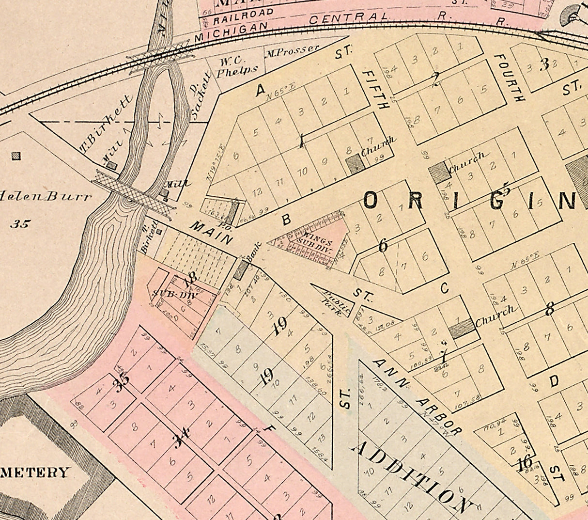 1895 Map of Dexter Washtenaw County Michigan