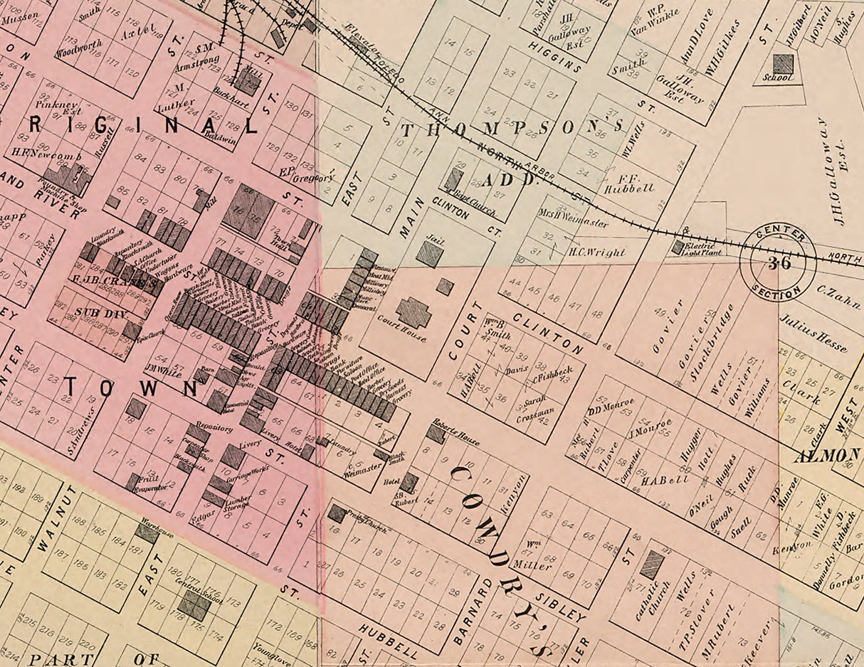 1895 Map of Howell Livingston County Michigan