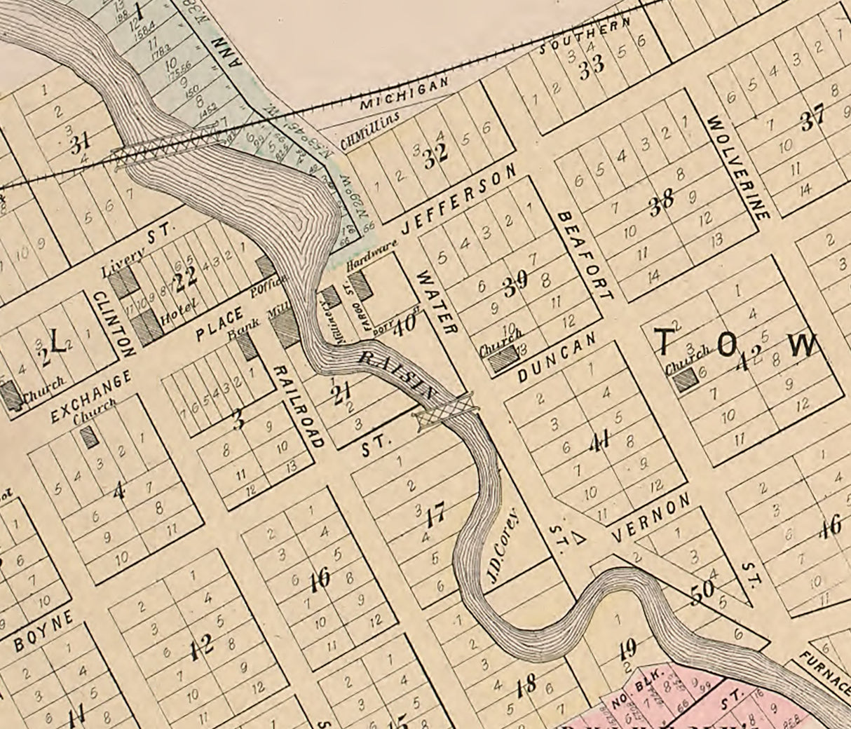 1895 Map of Manchester Washtenaw County Michigan