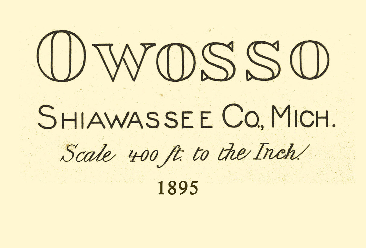 1895 Map of Owosso Shiawassee County Michigan