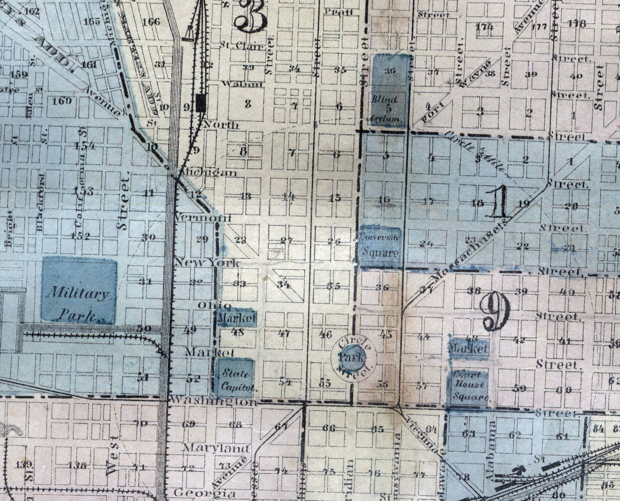 1870 Map of Indianapolis Indiana