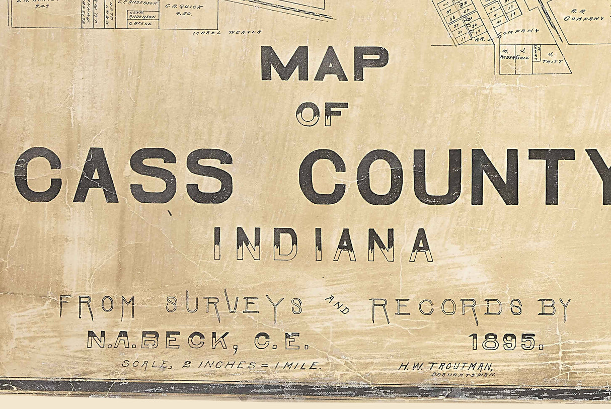 1895 Farm Line Map of Cass County Indiana
