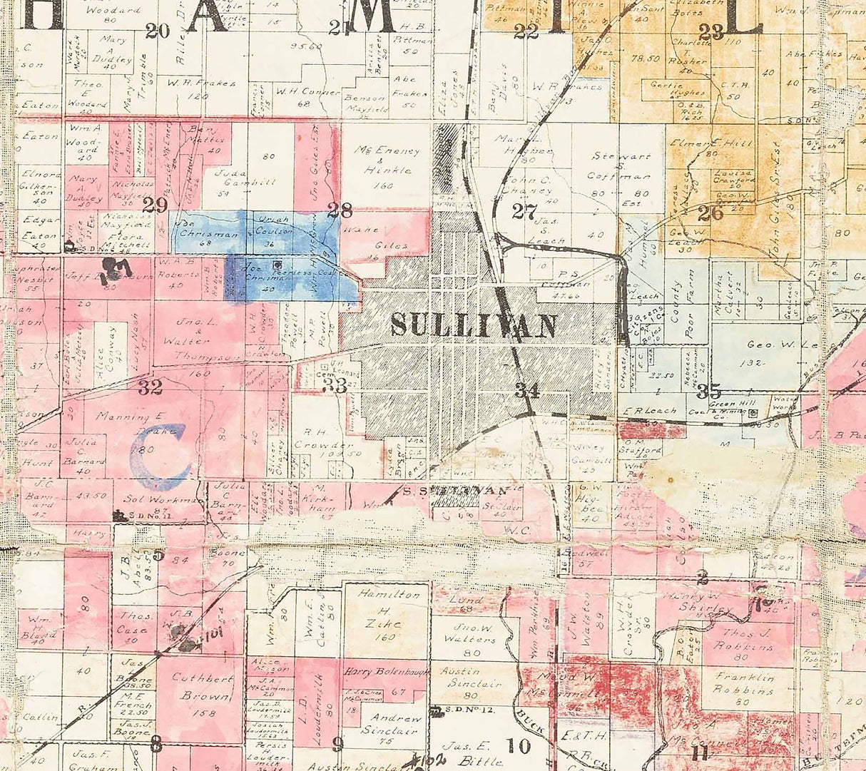 1924 Map of Sullivan County Indiana