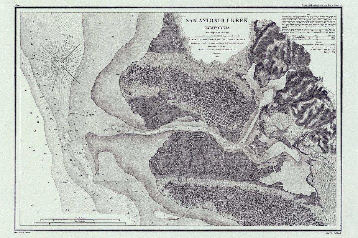 1857 Nautical Chart of San Antonio Creek California
