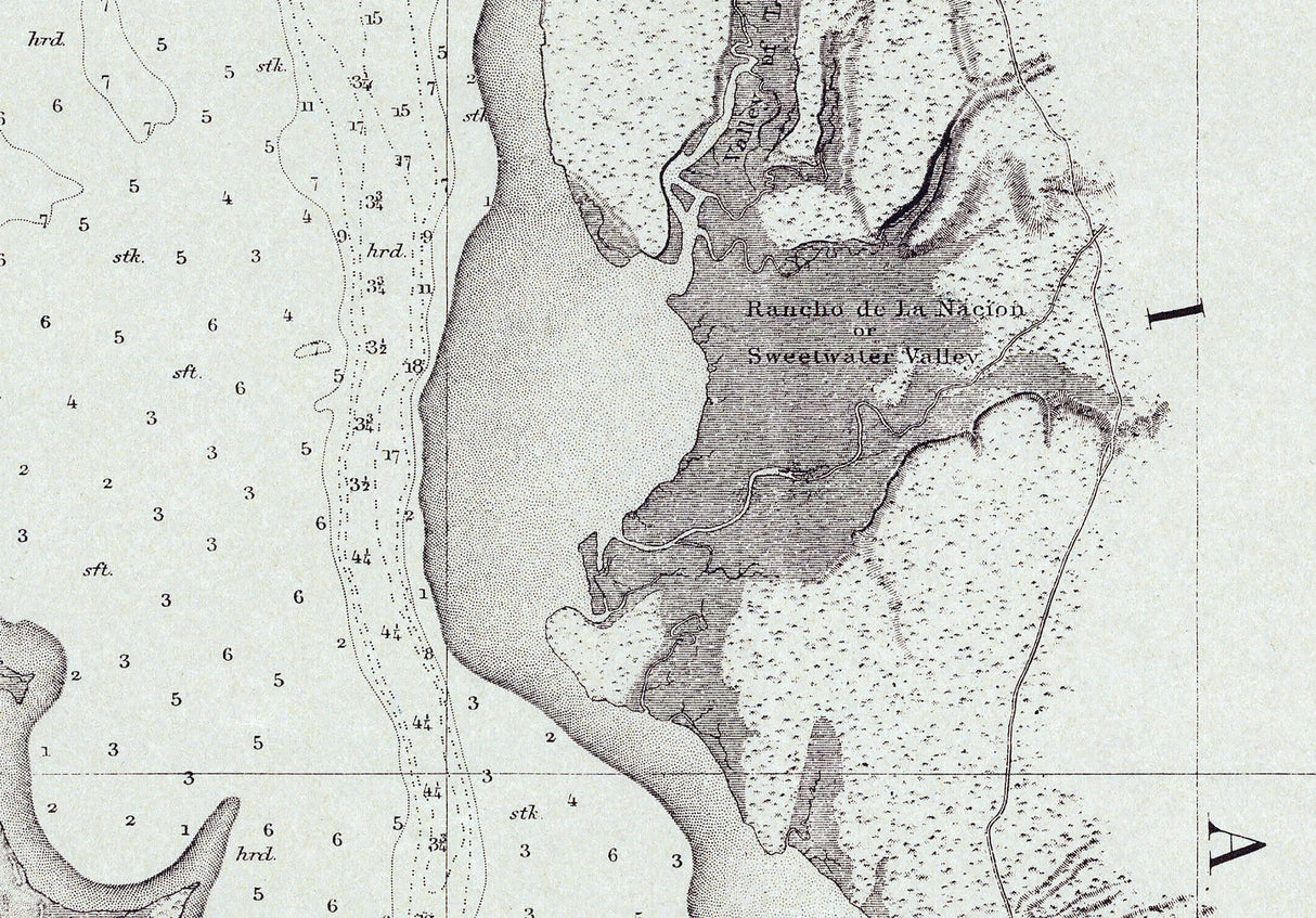 1857 Nautical Chart of San Diego Bay California