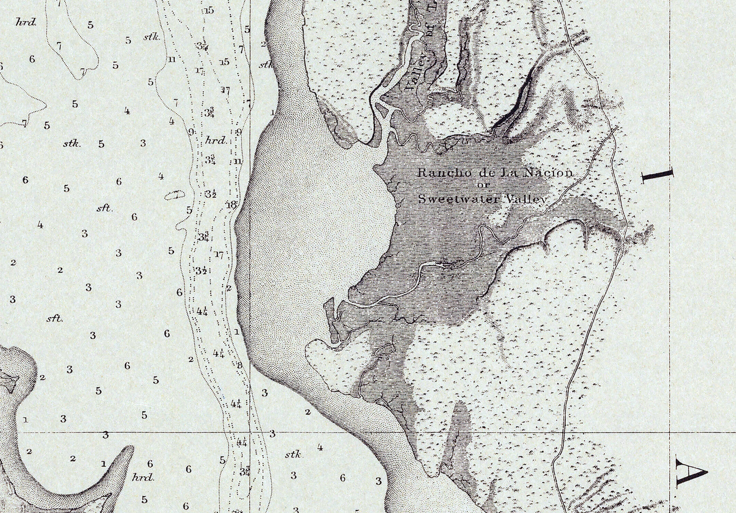 1857 Nautical Chart of San Diego Bay California