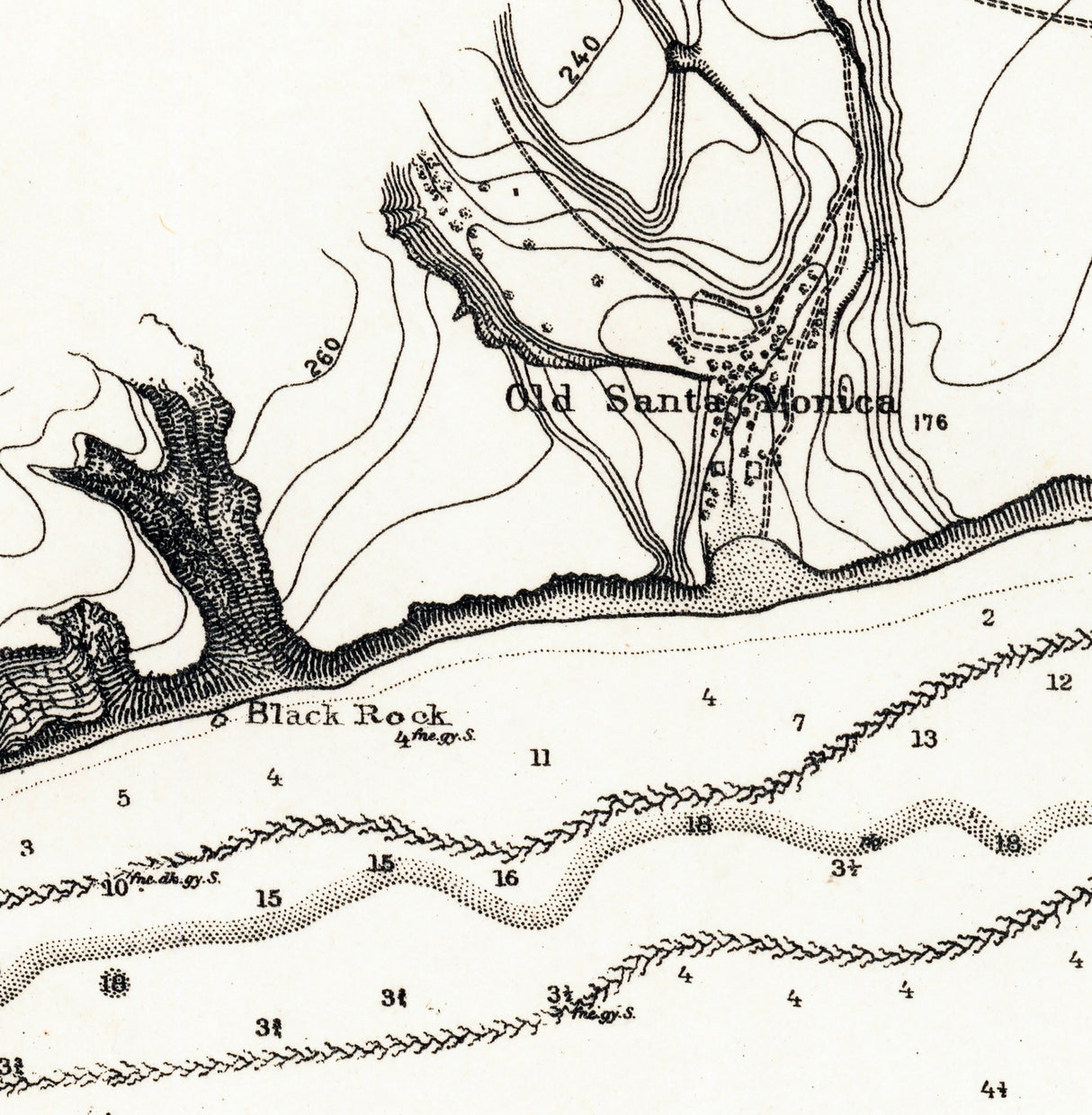 1876 Nautical Chart of Santa Monica California