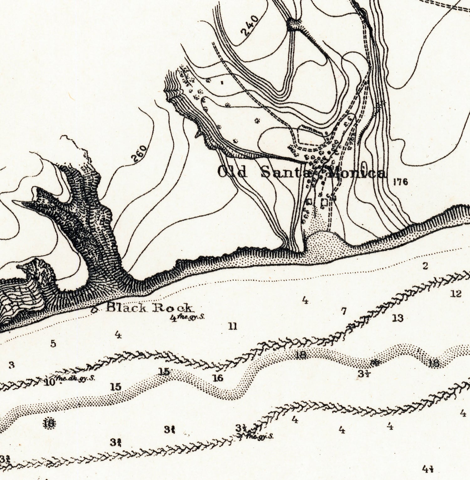 1876 Nautical Chart of Santa Monica California