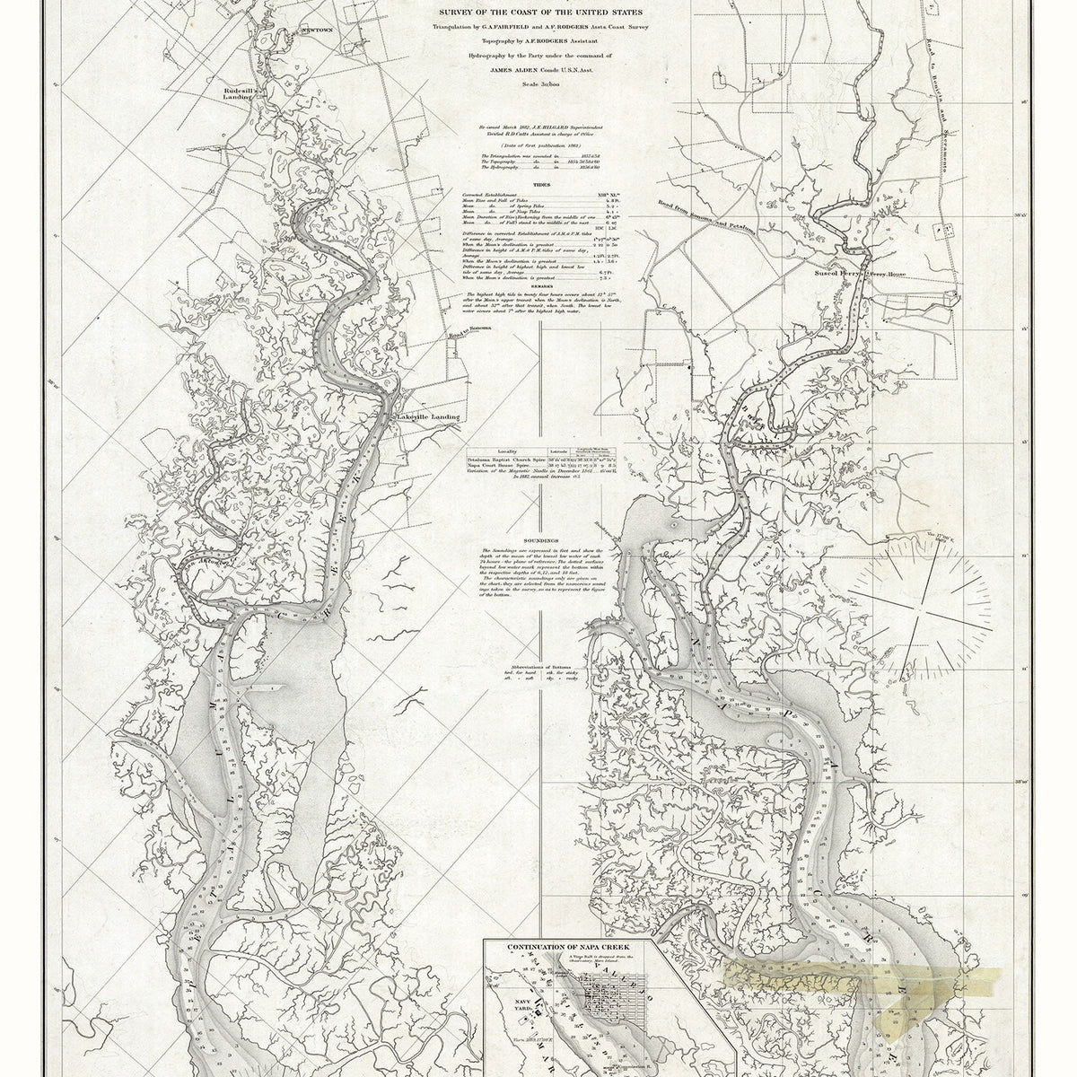 1882 Nautical Chart of Petaluma and Napa Creeks California